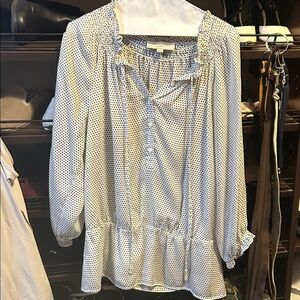 LOFT Black and White Polka Dot Blouse